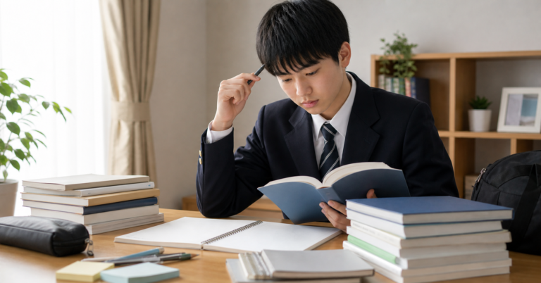 高1の期末テストに向けて勉強を整理する高校生のアイキャッチ画像